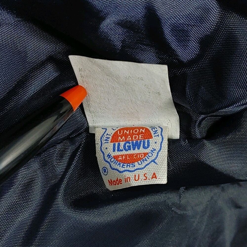 Vintage Russ Blue Pin Stripe Woman's Blazer Size 14 Petites Union Made In USA - Picture 9 of 10